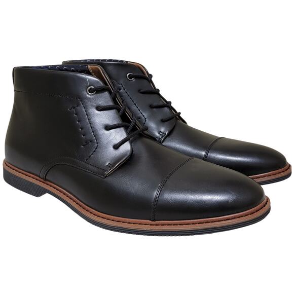 Tommy Hilfiger Men Rawstin Chukka Ankle Boots Size US 11M Black Faux Leather - Picture 1 of 4